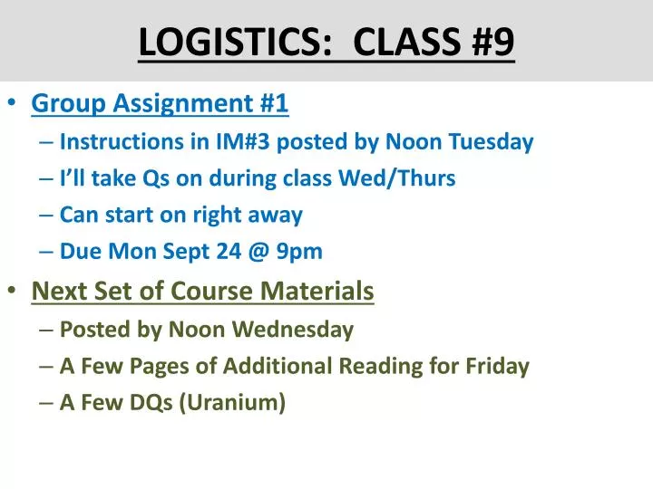 logistics class 9