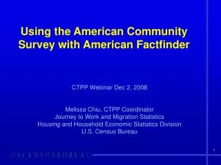 Using the American Community Survey with American Factfinder