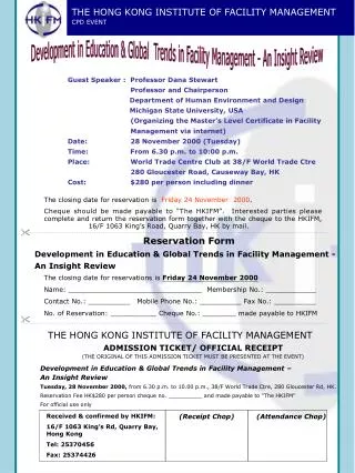 THE HONG KONG INSTITUTE OF FACILITY MANAGEMENT CPD EVENT