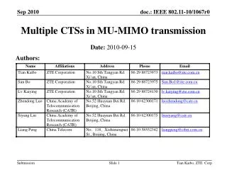 Multiple CTSs in MU-MIMO transmission
