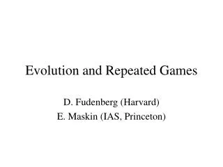 Evolution and Repeated Games