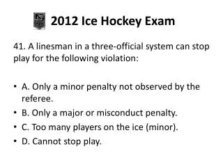2012 Ice Hockey Exam