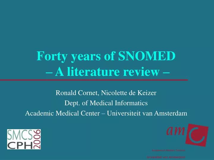 forty years of snomed a literature review