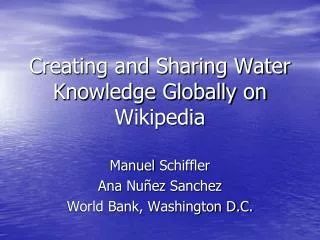 Creating and Sharing Water Knowledge Globally on Wikipedia