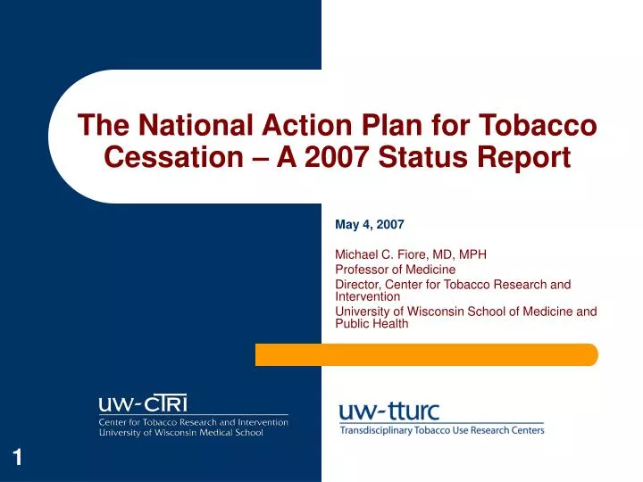 the national action plan for tobacco cessation a 2007 status report
