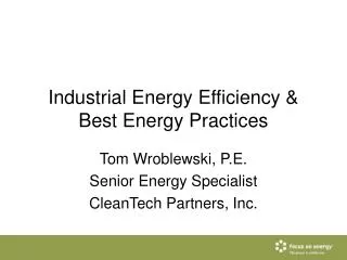 Industrial Energy Efficiency &amp; Best Energy Practices