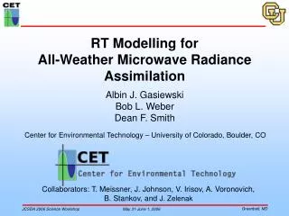 RT Modelling for All-Weather Microwave Radiance Assimilation