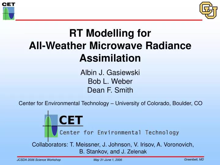 rt modelling for all weather microwave radiance assimilation