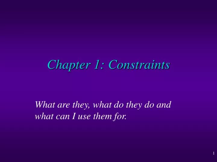 chapter 1 constraints