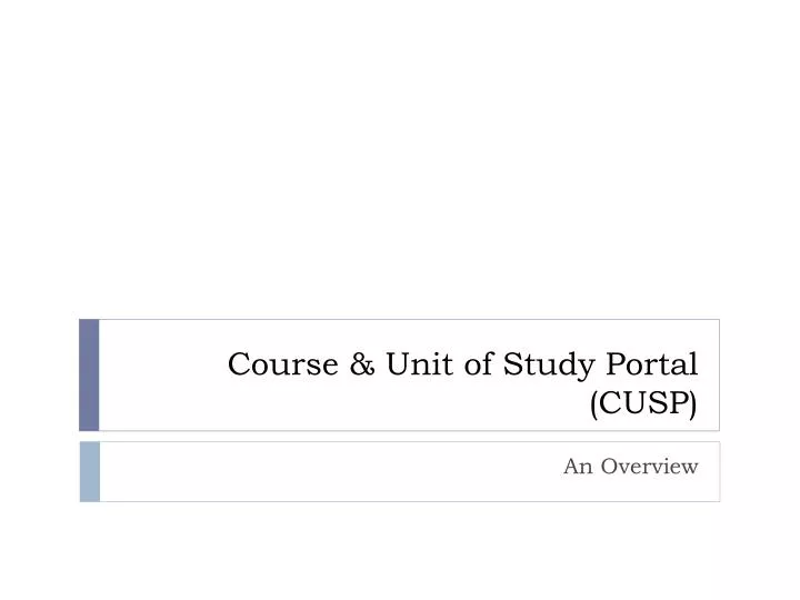 course unit of study portal cusp