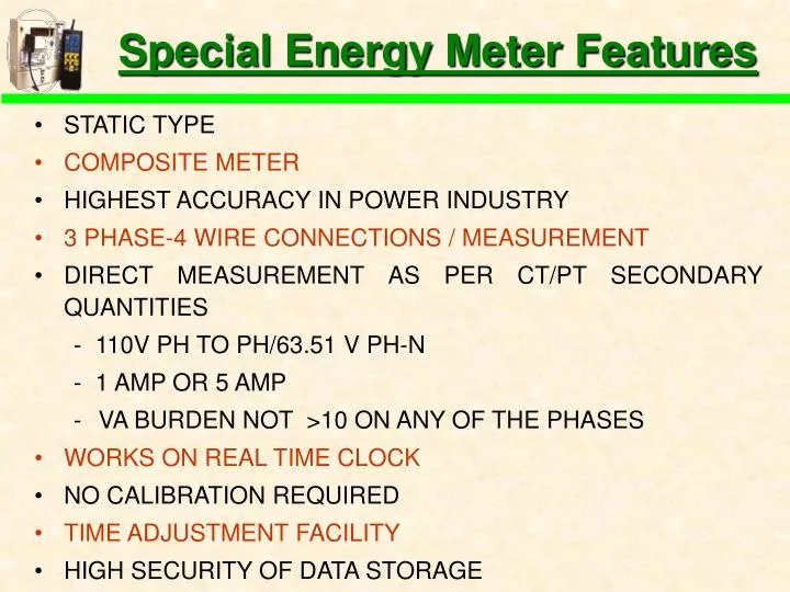 special energy meter features