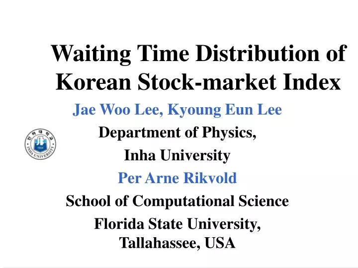 waiting time distribution of korean stock market index