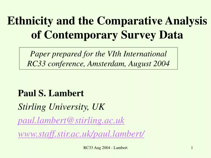 ethnicity and the comparative analysis of contemporary survey data