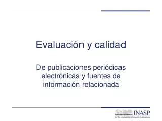 evaluaci n y calidad