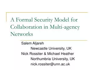 A Formal Security Model for Collaboration in Multi-agency Networks
