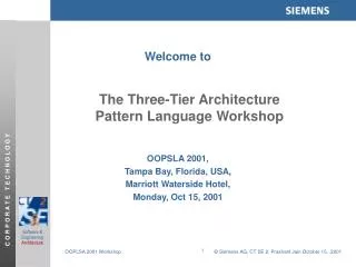 The Three-Tier Architecture Pattern Language Workshop