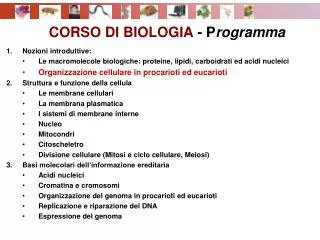 corso di biologia p rogramma