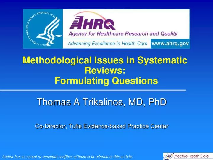 methodological issues in systematic reviews formulating questions