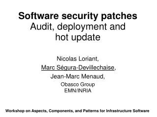 Software security patches Audit, deployment and hot update