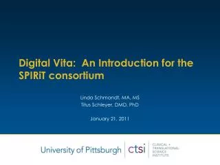 Digital Vita: An Introduction for the SPIRiT consortium