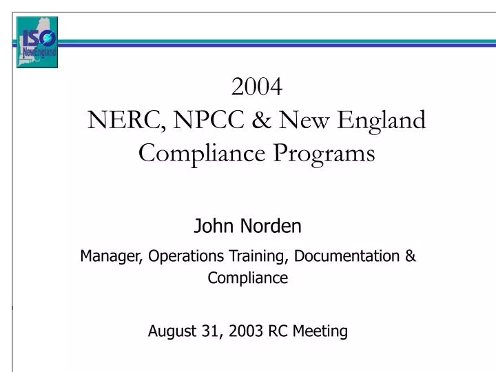 2004 nerc npcc new england compliance programs
