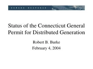 Status of the Connecticut General Permit for Distributed Generation