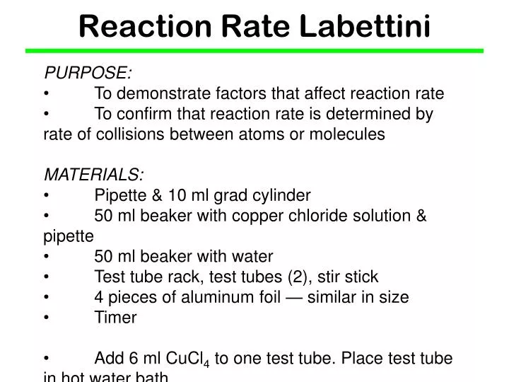 reaction rate labettini