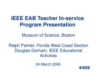 IEEE EAB Teacher In-service Program Presentation