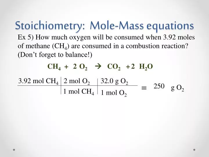 stoichiometry mole mass equations