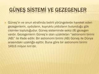 g ne s stem ve gezegenler