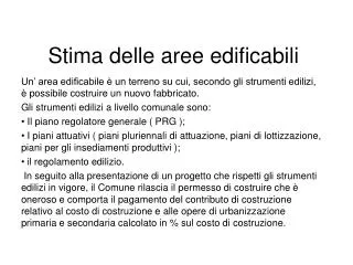 stima delle aree edificabili