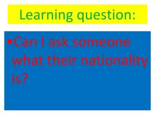 learning question