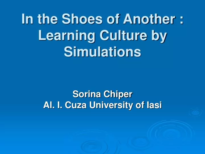 in the shoes of another learning culture by simulations