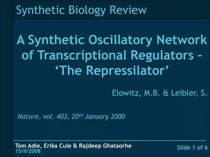 synthetic biology review