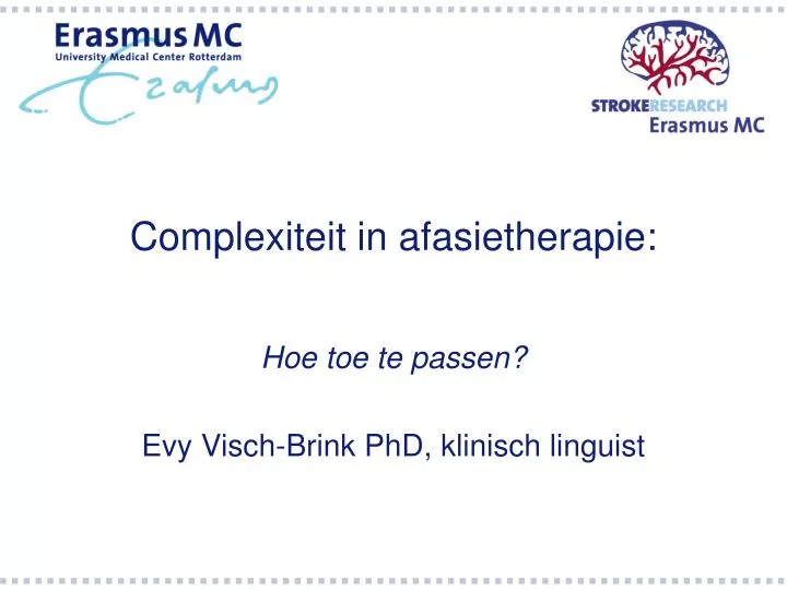 complexiteit in afasietherapie