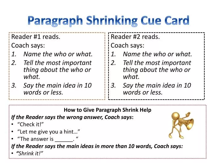 paragraph shrinking cue card