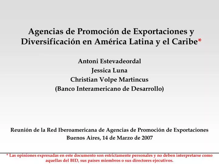 agencias de promoci n de exportaciones y diversificaci n en am rica latina y el caribe
