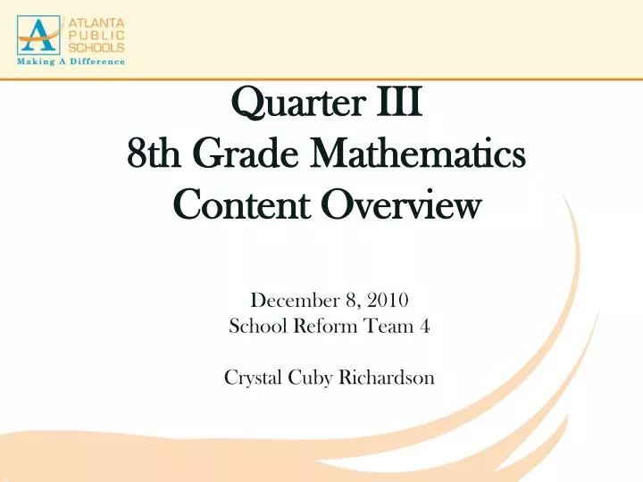 quarter iii 8th grade mathematics content overview
