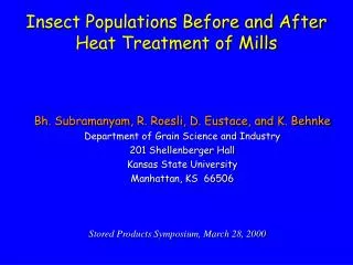 Insect Populations Before and After Heat Treatment of Mills