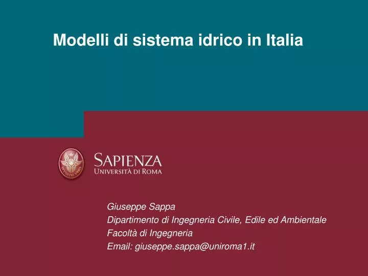 modelli di sistema idrico in italia