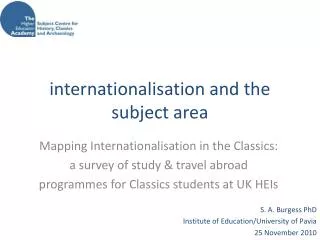 internationalisation and the subject area