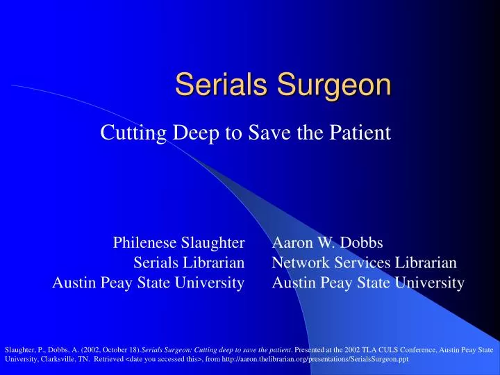 serials surgeon