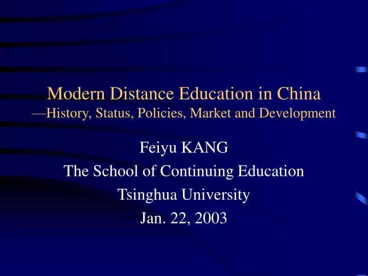 modern distance education in china history status policies market and development