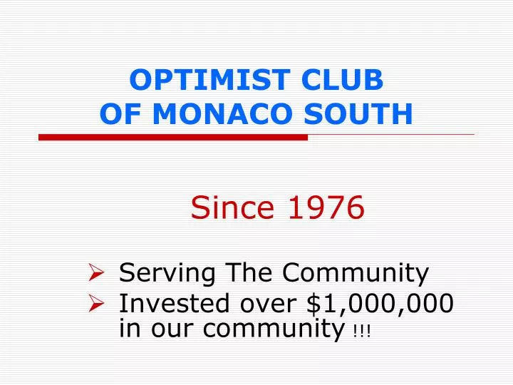 optimist club of monaco south