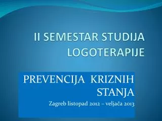 ii semestar studija logoterapije