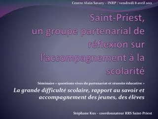 saint priest un groupe partenarial de r flexion sur l accompagnement la scolarit