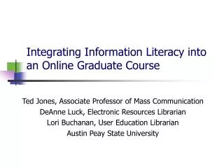 Integrating Information Literacy into an Online Graduate Course
