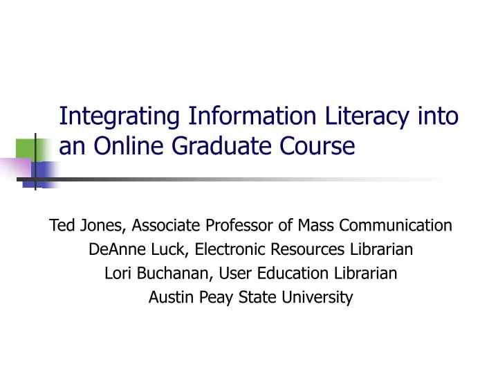 integrating information literacy into an online graduate course