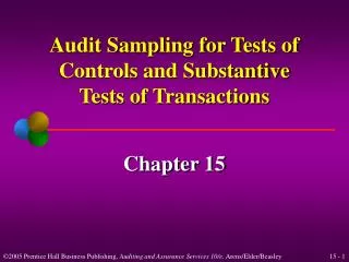 Audit Sampling for Tests of Controls and Substantive Tests of Transactions