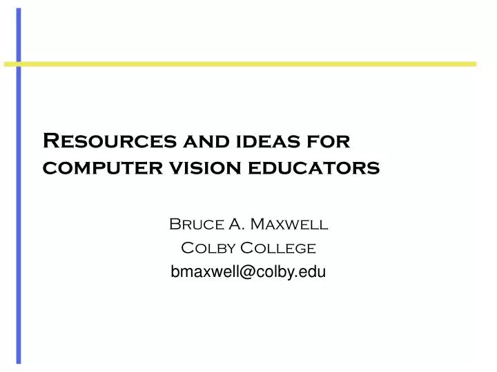 resources and ideas for computer vision educators